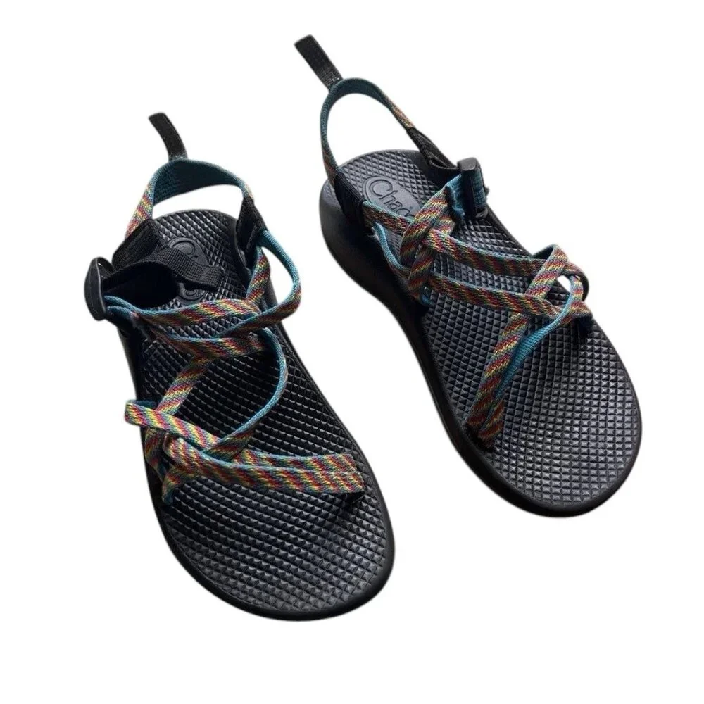 Chaco Girls Fiesta Stripe Rainbow Sandals Size 4 - Picture 1 of 5